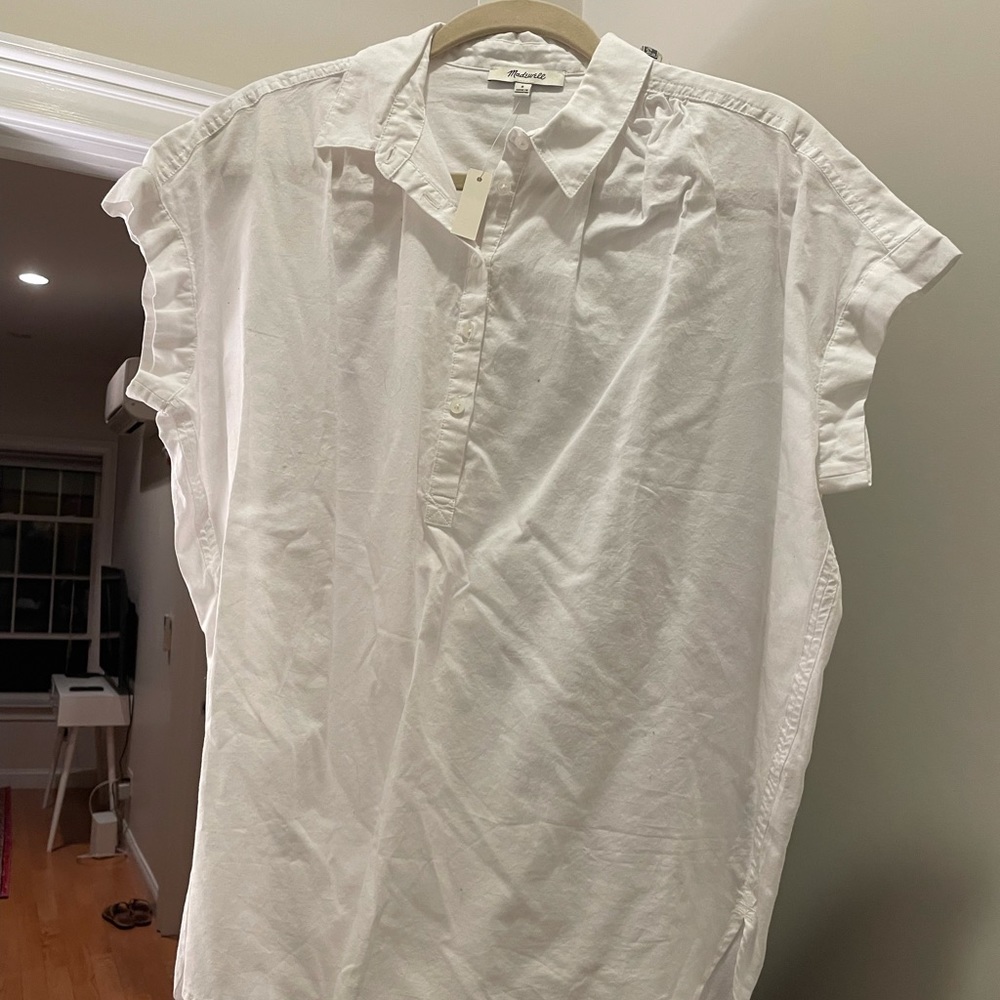 White Madewell Collared Button Top